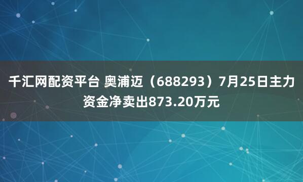 千汇网配资平台 奥浦迈（688293）7月25日主力资金净卖出873.20万元